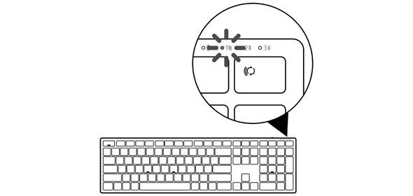 Emparejamiento del teclado inal&aacute;mbrico con un receptor USB - Paso 2