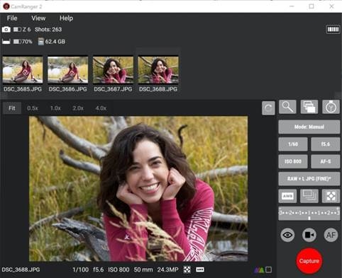 Aplicaci&oacute;n CamRanger 2 - Ventana principal