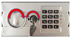 Inserte la llave de emergencia, g&iacute;rela en sentido antihorario y gire el mando en el sentido de las agujas del reloj para abrir la puerta