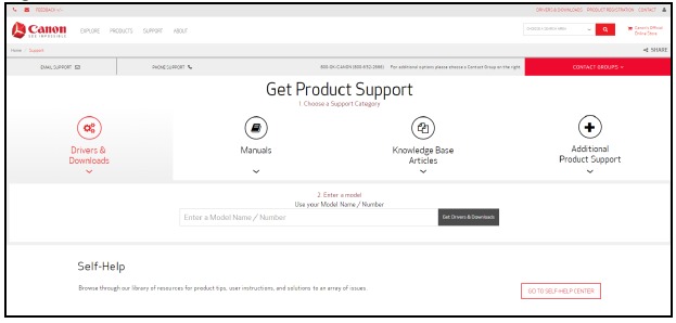 Sitio web del consumidor de Canon USA