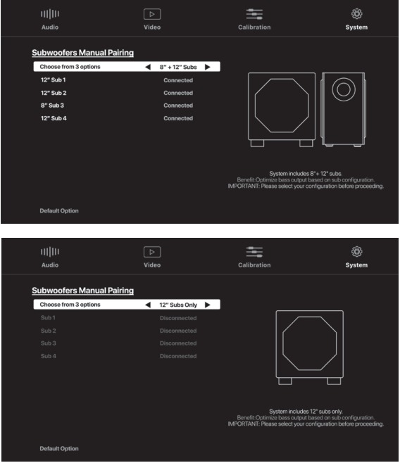 Emparejamiento de su subwoofer de 12 pulgadas mediante el OSD