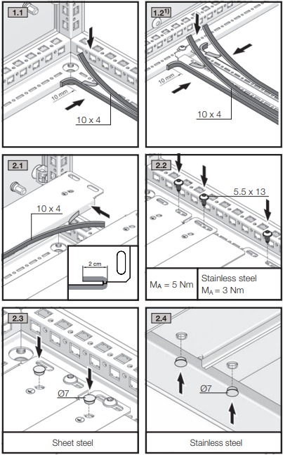 Montaje y ubicaci&oacute;n - Montaje de las placas prensaestopas