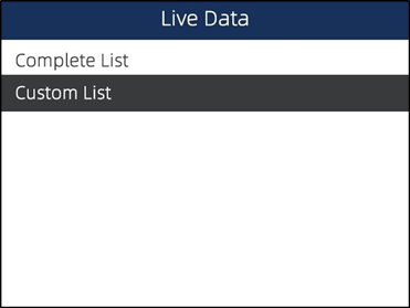 Operaciones de diagn&oacute;stico - Lista completa de datos - Paso 1