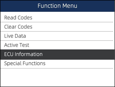 Operaciones de diagn&oacute;stico - Informaci&oacute;n de la ECU - Paso 1