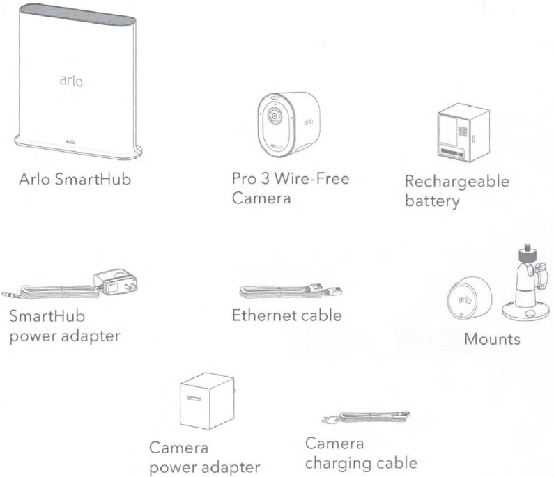 Contenido de la caja de Arlo Pro 3