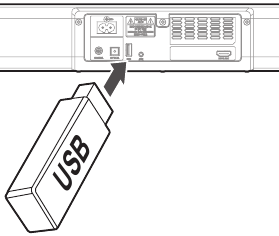 imagen de una memoria USB insertada en la barra de sonido