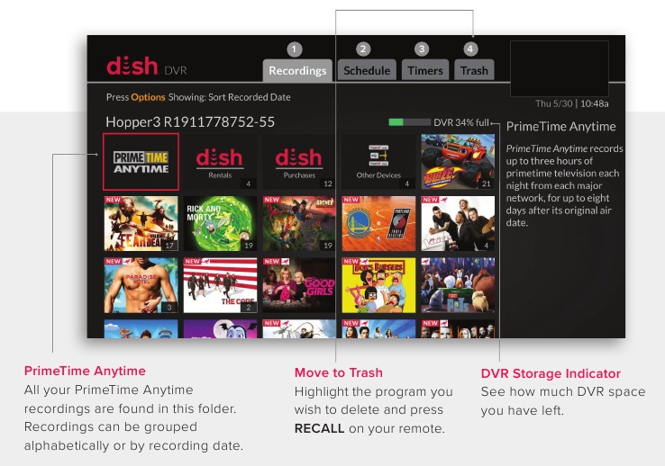 Descripci&oacute;n general del DVR de televisi&oacute;n