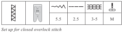 COSER: configuraci&oacute;n para puntada de overlock cerrada