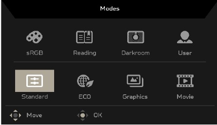 Ajuste de la configuraci&oacute;n del OSD - Ajuste de los modos