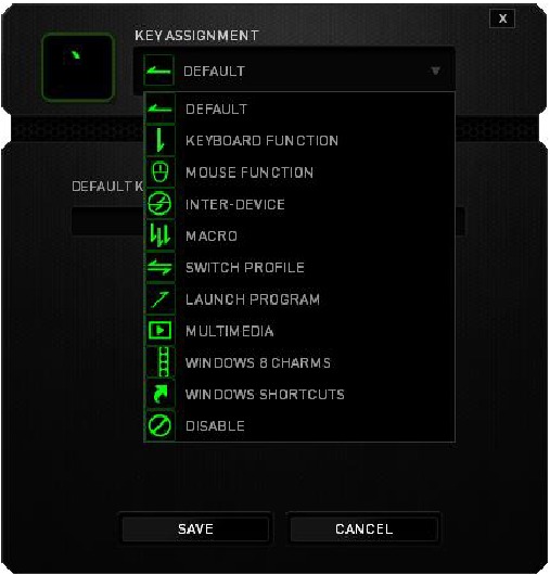 CONFIGURACI&Oacute;N DEL DISPOSITIVO: men&uacute; Asignaci&oacute;n de teclas