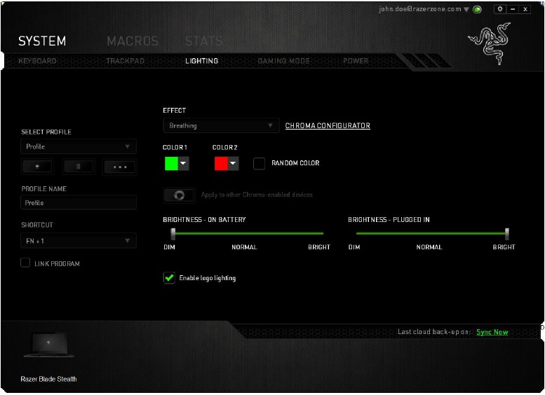 CONFIGURACI&Oacute;N DEL DISPOSITIVO: pesta&ntilde;a Iluminaci&oacute;n