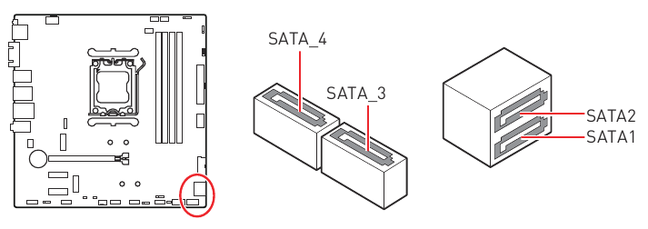 SATA_1~4: Conectores SATA 6Gb/s