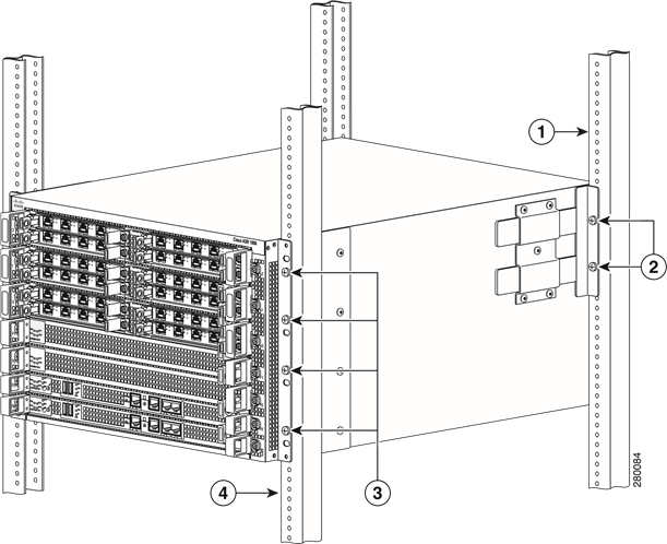 Instalaci&oacute;n del router en un rack de cuatro postes