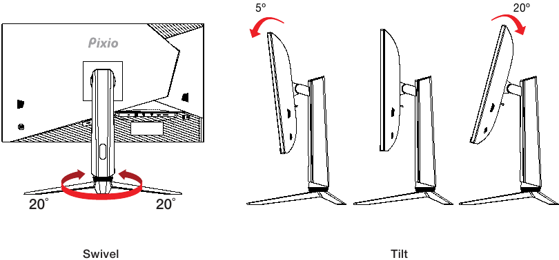 Entradas del monitor: giro e inclinaci&oacute;n