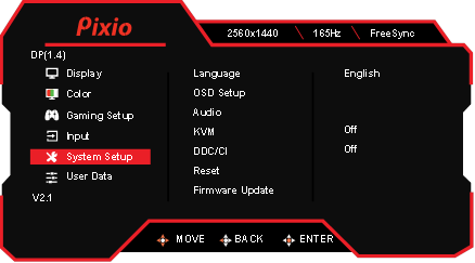 Men&uacute; OSD - Configuraci&oacute;n del sistema