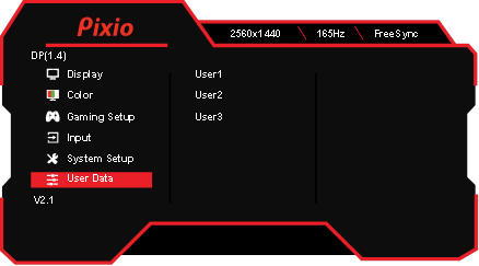 Men&uacute; OSD - Datos de usuario