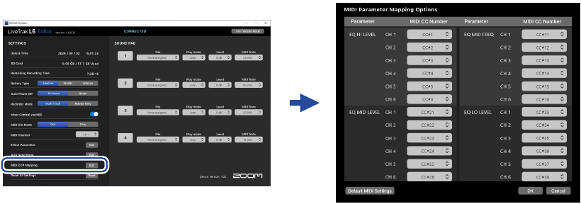 Otras funciones - Control de la unidad con MIDI