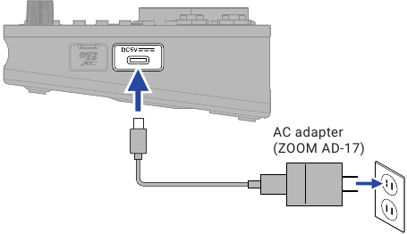 Encendido - Conexi&oacute;n de un adaptador de CA