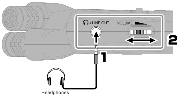 Conexi&oacute;n de auriculares y ajuste del volumen