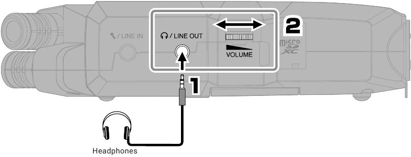 Conexi&oacute;n de auriculares y ajuste del volumen