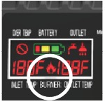 Cuando la unidad se enciende, el icono del quemador del panel de control se iluminar&aacute; y la lectura de la temperatura del agua de salida aumentar&aacute;