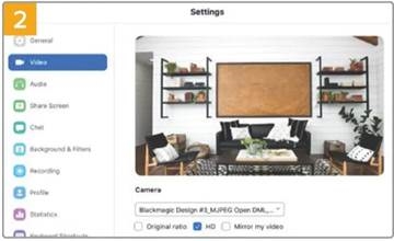 Configuraci&oacute;n de la c&aacute;mara web en Zoom - Paso 2