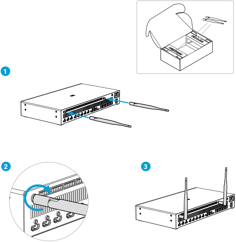Conexi&oacute;n de las antenas al c&oacute;dec