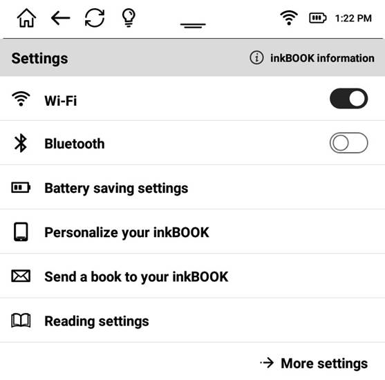 Ajustes para su inkBOOK