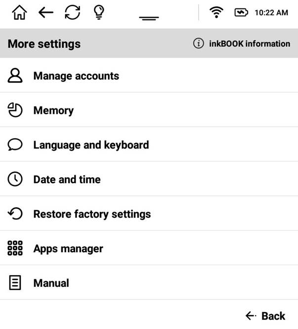 Ajustes para su inkBOOK - M&Aacute;S AJUSTES