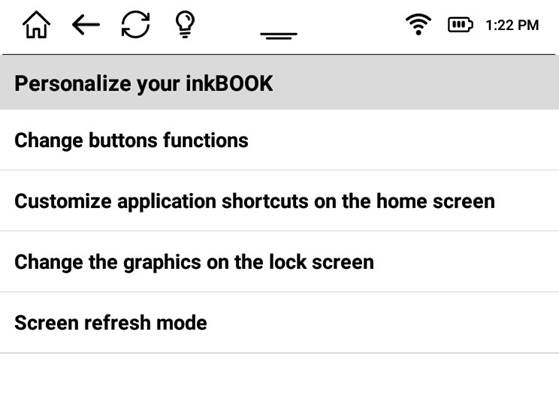 Ajustes - AJUSTES DE PERSONALIZACI&Oacute;N DE INKBOOK
