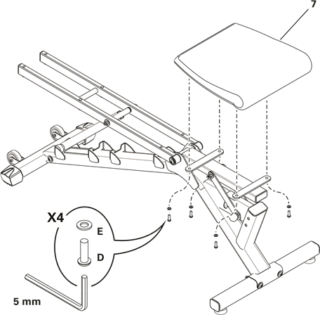 Montaje - Fijar la almohadilla del asiento a la estructura principal