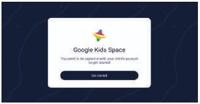 Bot&oacute;n 'Comenzar' en la pantalla de configuraci&oacute;n de Google Kids Space