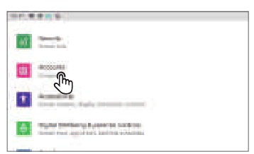 Opci&oacute;n 'Cuentas' en el men&uacute; de configuraci&oacute;n