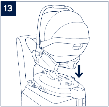 Uso - Fijaci&oacute;n de la silla de auto para beb&eacute;s a la base - Paso 1