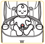 El trasero y la espalda del ni&ntilde;o est&aacute;n apoyados completamente contra la silla de coche.