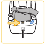 Desde la parte superior del asiento del coche, coloque el retenedor de metal plano contra el asiento del coche