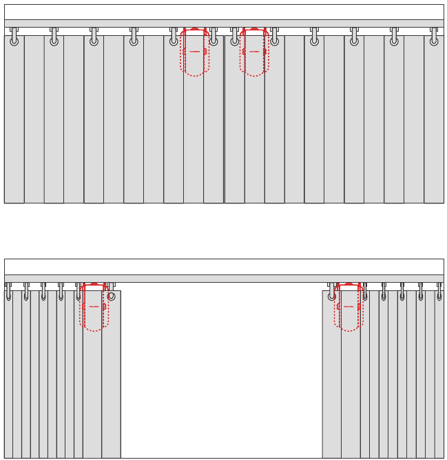 Control de cortinas de doble cara