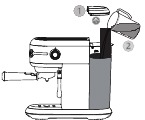 Agregue agua purificada al tanque de agua hasta la marca Max