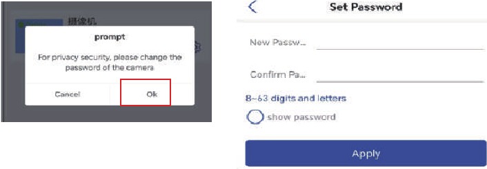 Conexi&oacute;n a la red 4G - Configuraci&oacute;n de la contrase&ntilde;a de la c&aacute;mara