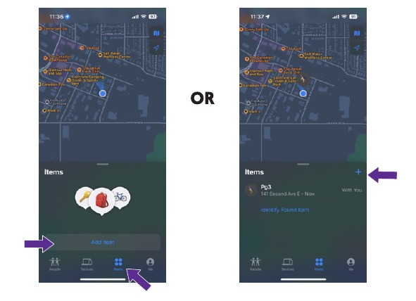 Configurar el medidor de potencia en la aplicaci&oacute;n Apple Find My - Paso 1