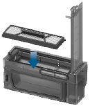 Reinstalaci&oacute;n del filtro en el cubo de polvo