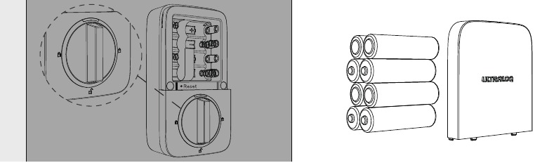 Instalaci&oacute;n de las pilas/proceso de manipulaci&oacute;n de la puerta - Paso 1