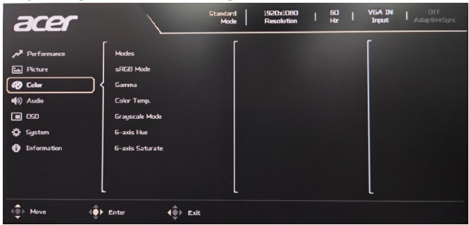 Ajuste de la configuraci&oacute;n de color