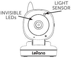 La c&aacute;mara est&aacute; equipada con LED IR (infrarrojos) invisibles que mantienen la guarder&iacute;a oscura. Los LED est&aacute;n situados en la parte frontal de la c&aacute;mara y le permiten ver hasta 4,5 metros en completa oscuridad para que pueda controlar a su beb&eacute; a cualquier hora de la noche. Los LED de visi&oacute;n nocturna se activar&aacute;n autom&aacute;ticamente cuando el sensor de luz en la parte frontal de la c&aacute;mara detecte que los niveles de luz son demasiado bajos.