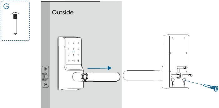Instale el ensamblaje exterior - Ejemplo 2 - Mano derecha