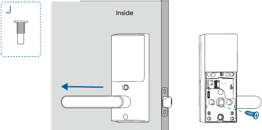 Instale el ensamblaje interior - Ejemplo 1 - Mano izquierda