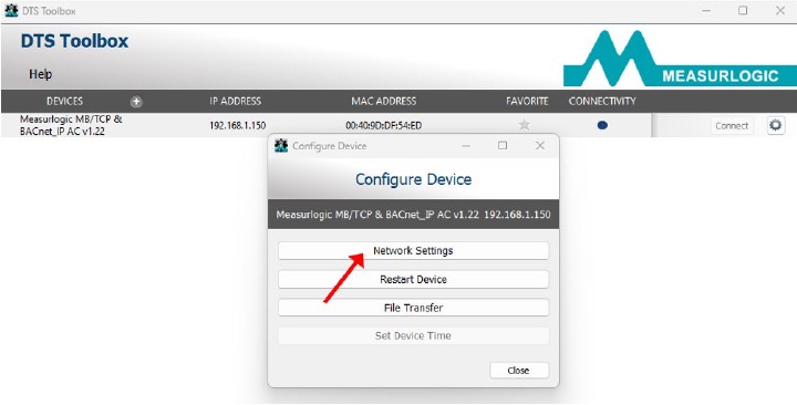 Actualice la configuraci&oacute;n de IP del medidor remoto - Paso 2