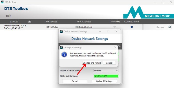 Actualice la configuraci&oacute;n de IP del medidor remoto - Paso 4