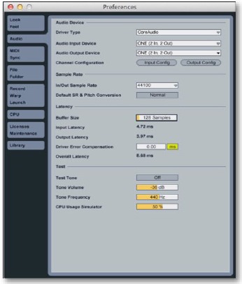 Configuraci&oacute;n del software - Uso de ONE con Ableton Live