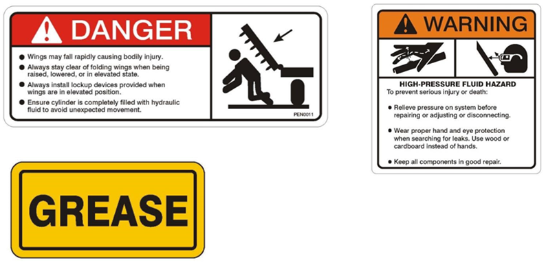 Advertencias y calcoman&iacute;as de seguridad